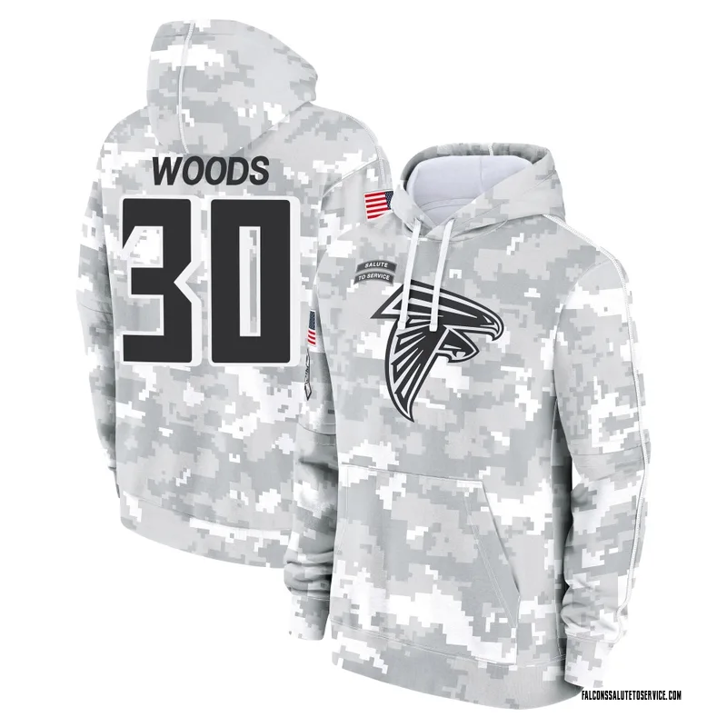 Men's A.J. Woods Atlanta Falcons Camo Arctic 2024 Salute to Service Club Fleece Pullover Hoodie