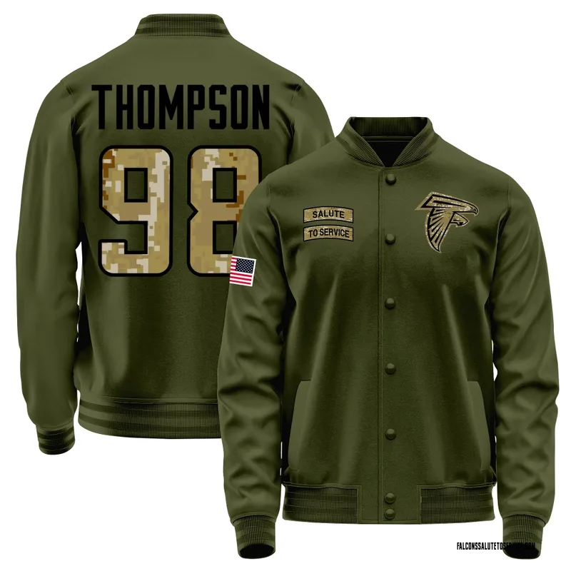Men's Anterio Thompson Atlanta Falcons Olive Salute to Service Sideline Performance Jacket