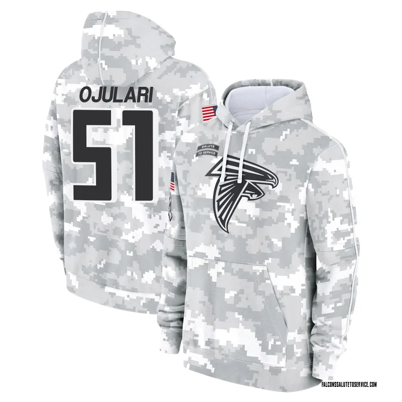 Men's Azeez Ojulari Atlanta Falcons Camo Arctic 2024 Salute to Service Club Fleece Pullover Hoodie