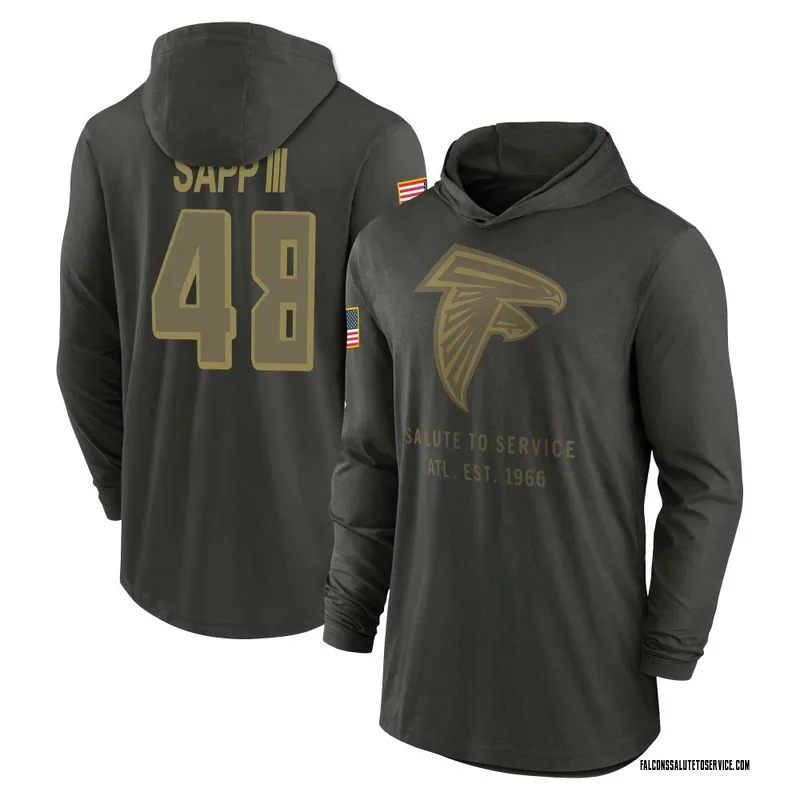 Men's Benny Sapp III Atlanta Falcons Green Forest/ 2025 Salute to Service Sideline Lightweight Hooded Pullover Long Sleeve T-Shi