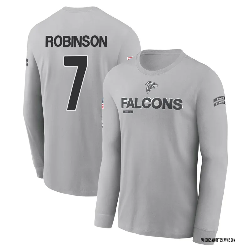 Men's Bijan Robinson Atlanta Falcons Gray 2024 Salute to Service Long Sleeve T-Shirt