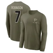 Men's Bijan Robinson Atlanta Falcons Olive 2025 Salute to Service Sideline Long Sleeve T-Shirt