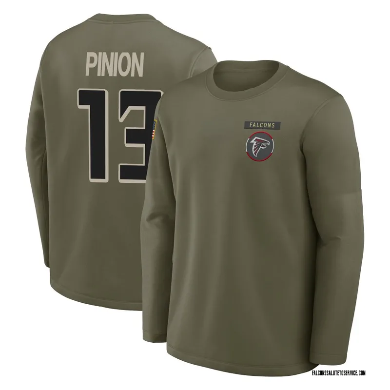 Men's Bradley Pinion Atlanta Falcons Olive 2025 Salute to Service Sideline Coaches Long Sleeve T-Shirt