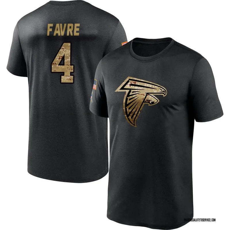 Men's Brett Favre Atlanta Falcons Black 2020 Salute To Service Performance T-Shirt