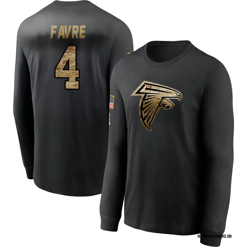 Men's Brett Favre Atlanta Falcons Black 2020 Salute To Service Sideline Performance Long Sleeve T-Shirt