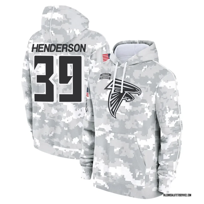 Men's C.J. Henderson Atlanta Falcons Camo Arctic 2024 Salute to Service Club Fleece Pullover Hoodie