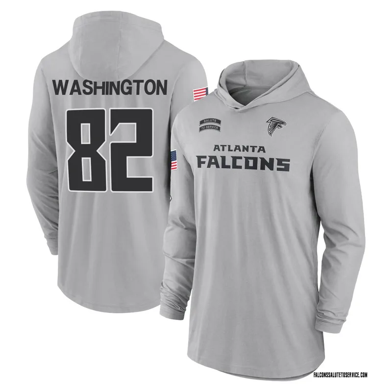Men's Casey Washington Atlanta Falcons Gray 2024 Salute to Service Lightweight Performance Long Sleeve Hooded T-Shirt