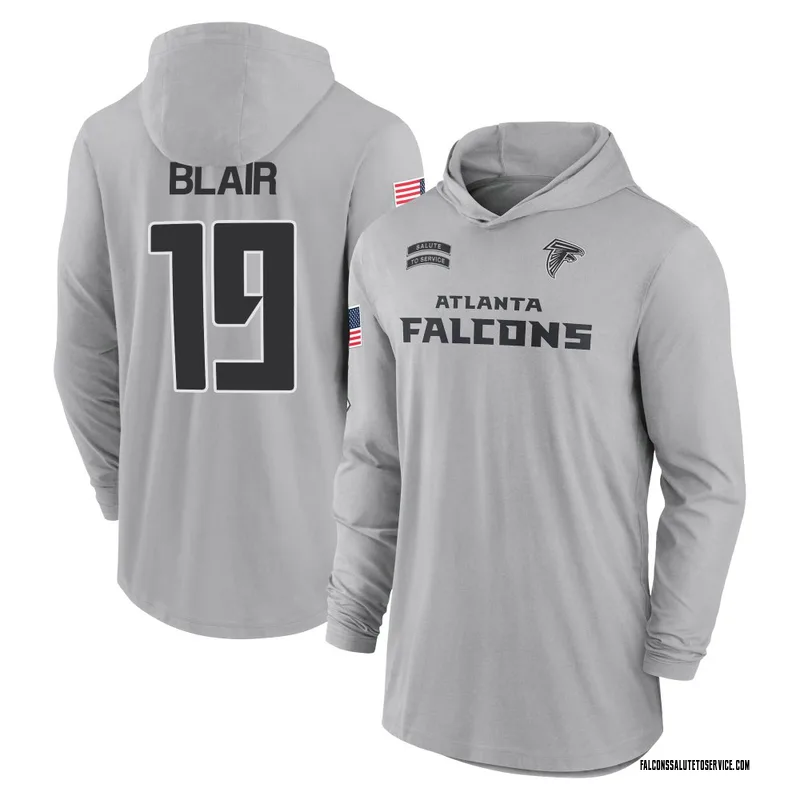 Men's Chris Blair Atlanta Falcons Gray 2024 Salute to Service Lightweight Performance Long Sleeve Hooded T-Shirt