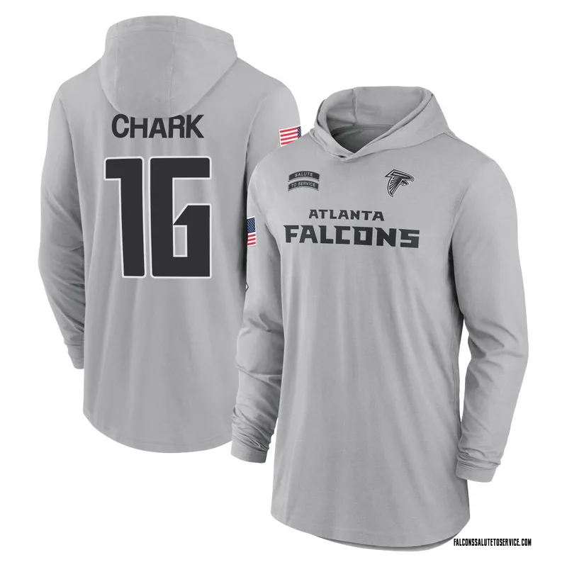 Men's DJ Chark Atlanta Falcons Gray 2024 Salute to Service Lightweight Performance Long Sleeve Hooded T-Shirt