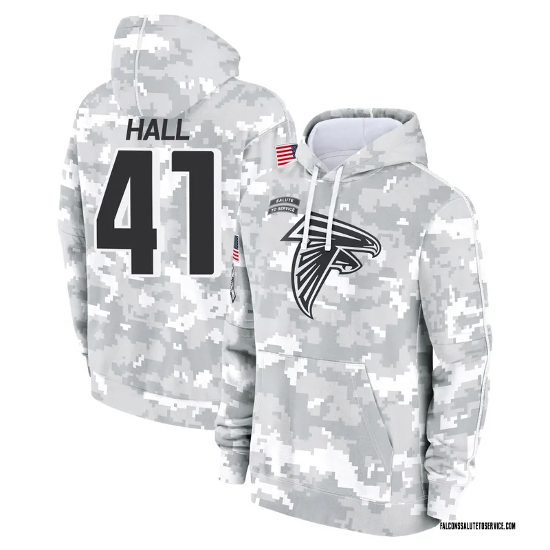 Men's Darren Hall Atlanta Falcons Camo Arctic 2024 Salute to Service Club Fleece Pullover Hoodie