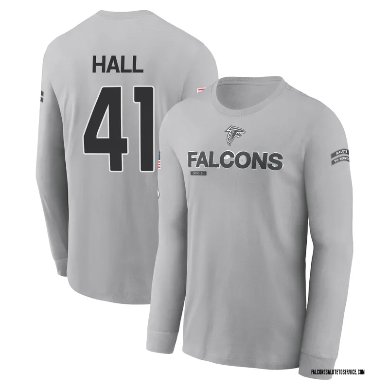 Men's Darren Hall Atlanta Falcons Gray 2024 Salute to Service Long Sleeve T-Shirt