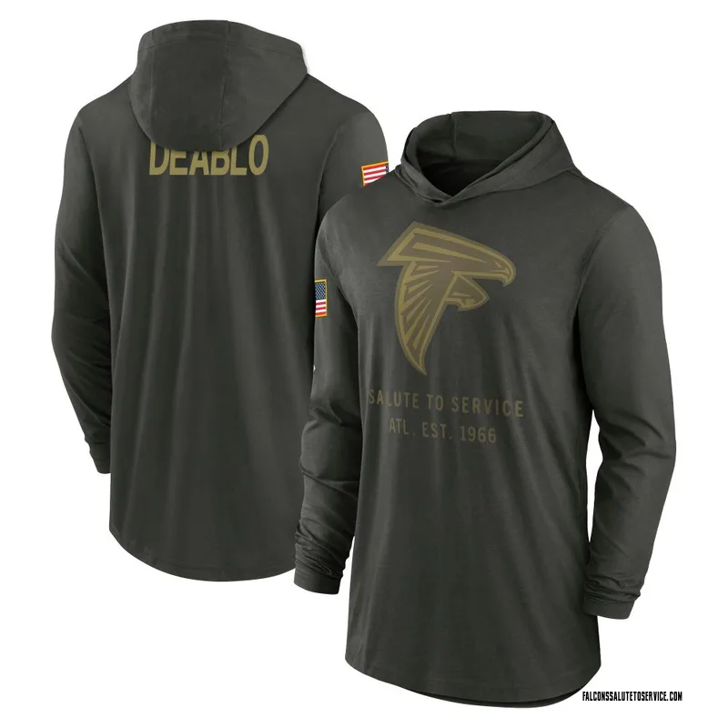 Men's Divine Deablo Atlanta Falcons Green Forest/ 2025 Salute to Service Sideline Lightweight Hooded Pullover Long Sleeve T-Shir
