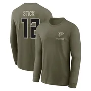 Men's Easton Stick Atlanta Falcons Olive 2025 Salute to Service Sideline Long Sleeve T-Shirt