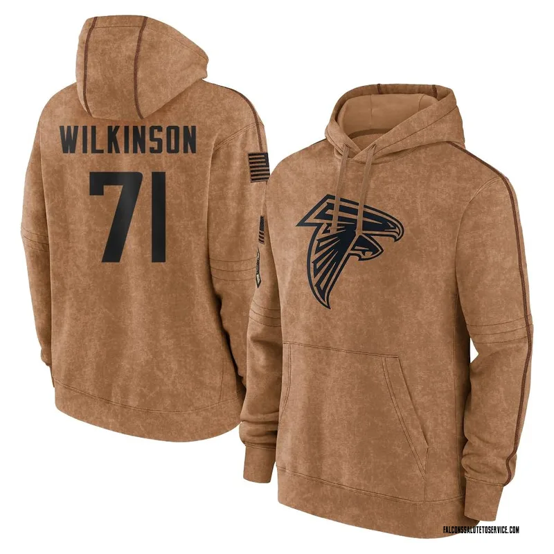 Men's Elijah Wilkinson Atlanta Falcons Brown 2023 Salute To Service Club Pullover Hoodie