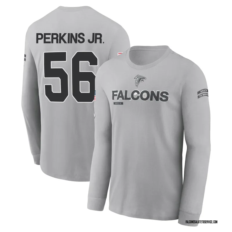 Men's Harold Perkins Jr. Atlanta Falcons Gray 2024 Salute to Service Long Sleeve T-Shirt