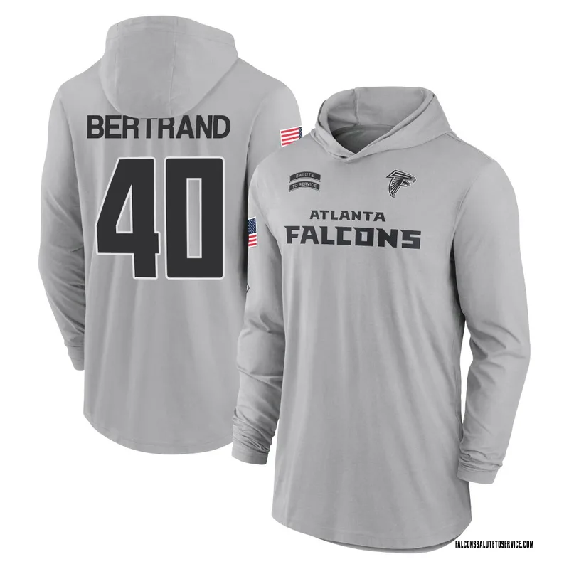 Men's JD Bertrand Atlanta Falcons Gray 2024 Salute to Service Lightweight Performance Long Sleeve Hooded T-Shirt
