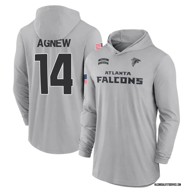 Men's Jamal Agnew Atlanta Falcons Gray 2024 Salute to Service Lightweight Performance Long Sleeve Hooded T-Shirt