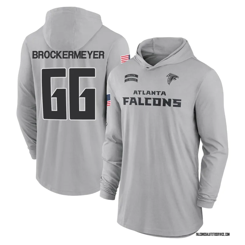 Men's James Brockermeyer Atlanta Falcons Gray 2024 Salute to Service Lightweight Performance Long Sleeve Hooded T-Shirt