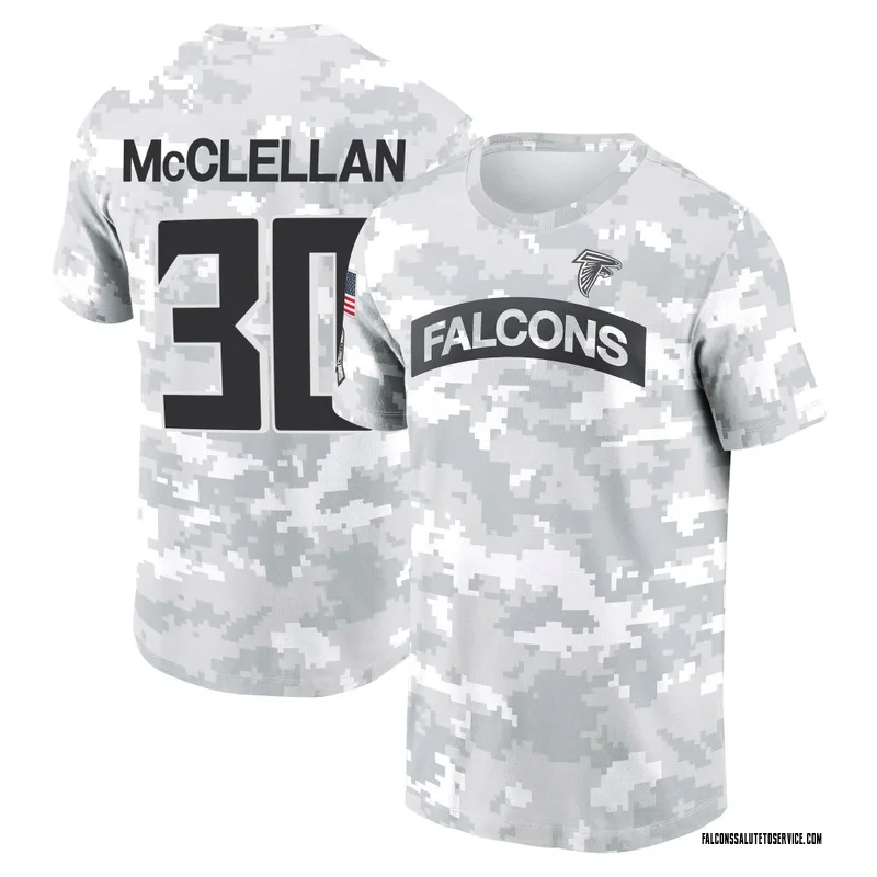 Men's Jase McClellan Atlanta Falcons Camo Arctic 2024 Salute to Service Performance T-Shirt