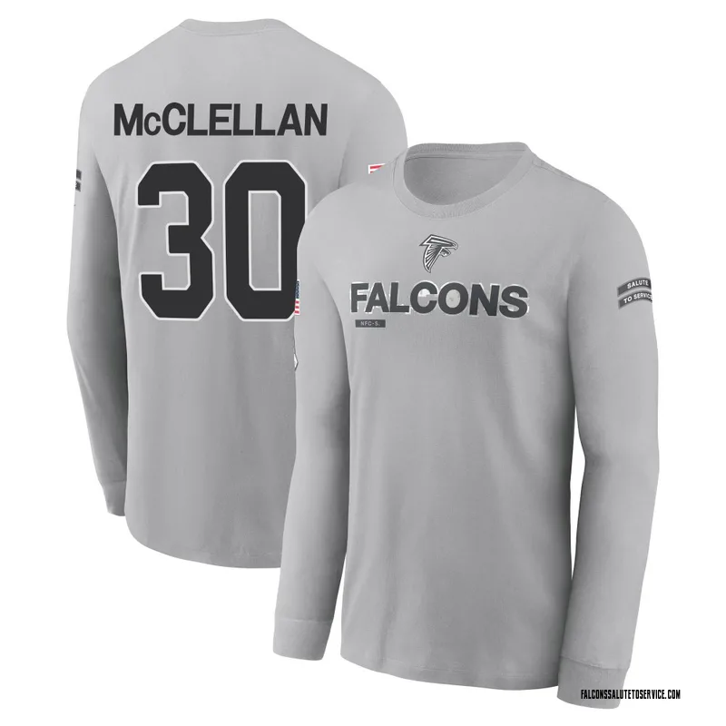 Men's Jase McClellan Atlanta Falcons Gray 2024 Salute to Service Long Sleeve T-Shirt