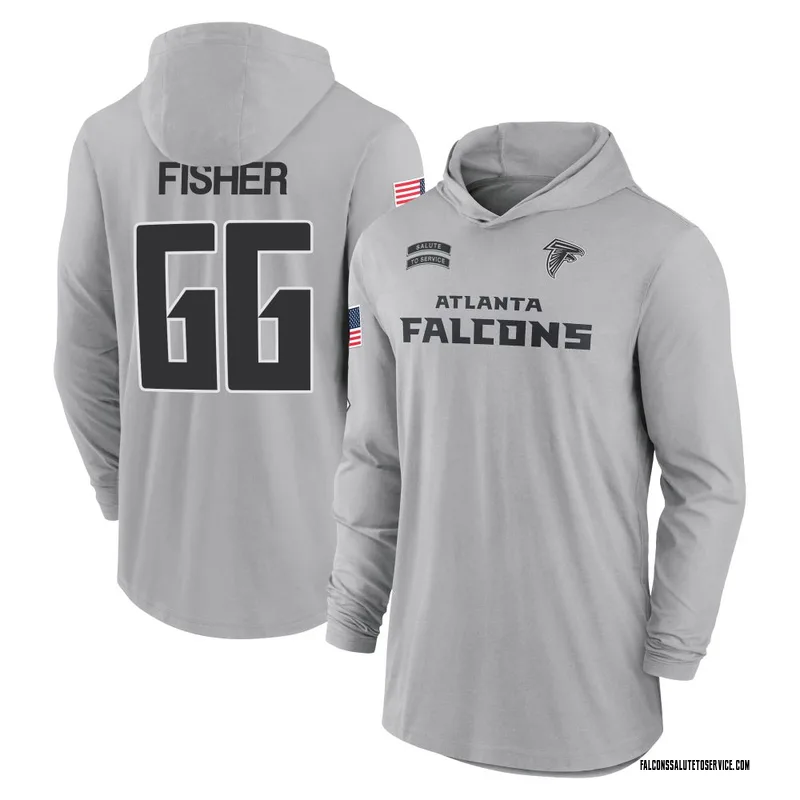 Men's Joey Fisher Atlanta Falcons Gray 2024 Salute to Service Lightweight Performance Long Sleeve Hooded T-Shirt