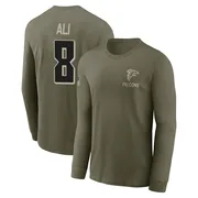 Men's Josh Ali Atlanta Falcons Olive 2025 Salute to Service Sideline Long Sleeve T-Shirt