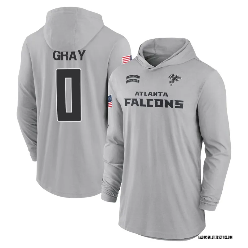 Men's Joshua Gray Atlanta Falcons Gray 2024 Salute to Service Lightweight Performance Long Sleeve Hooded T-Shirt