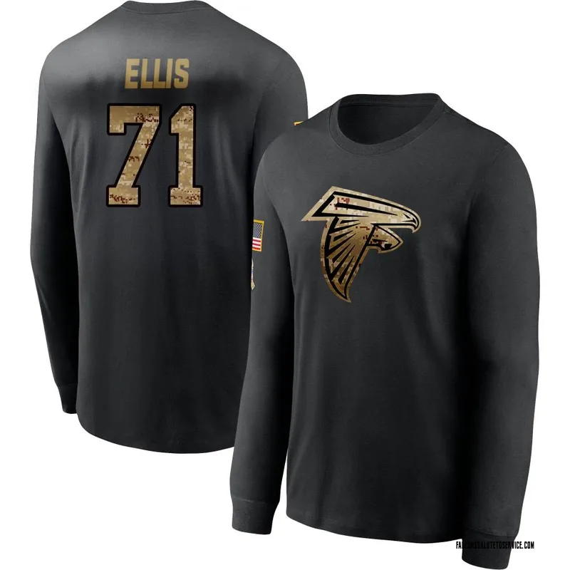 Men's Justin Ellis Atlanta Falcons Black 2020 Salute To Service Sideline Performance Long Sleeve T-Shirt