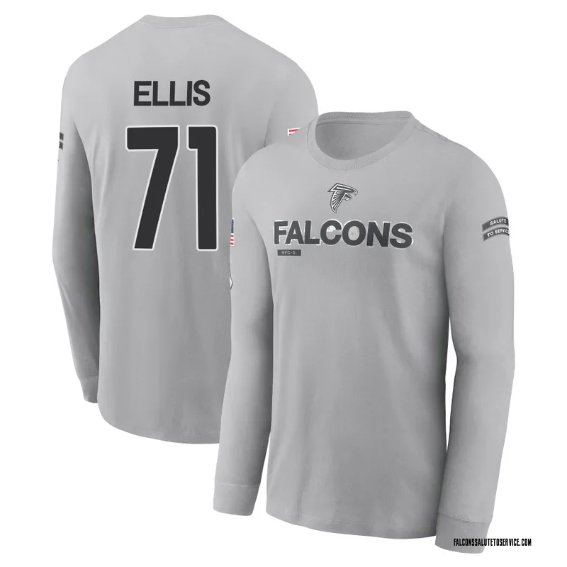 Men's Justin Ellis Atlanta Falcons Gray 2024 Salute to Service Long Sleeve T-Shirt
