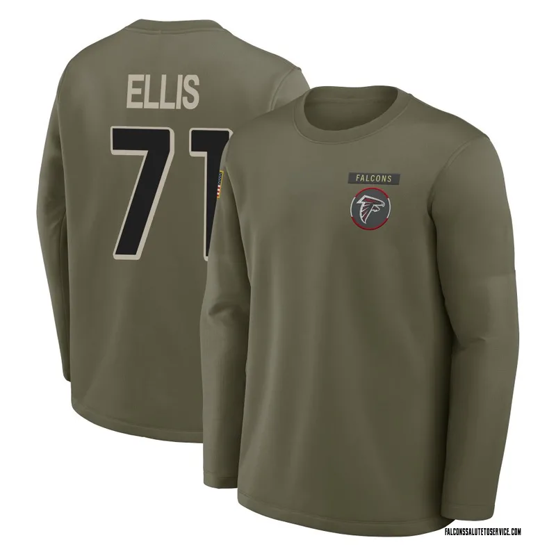 Men's Justin Ellis Atlanta Falcons Olive 2025 Salute to Service Sideline Coaches Long Sleeve T-Shirt