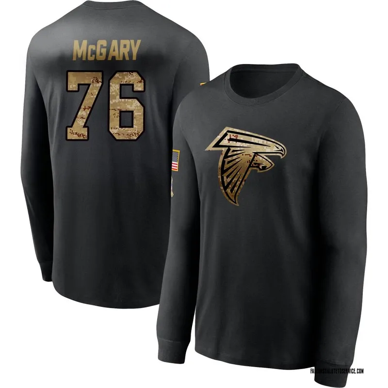 Men's Kaleb McGary Atlanta Falcons Black 2020 Salute To Service Sideline Performance Long Sleeve T-Shirt