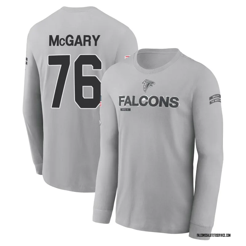 Men's Kaleb McGary Atlanta Falcons Gray 2024 Salute to Service Long Sleeve T-Shirt