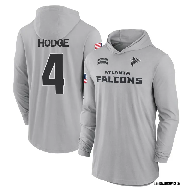 Men's KhaDarel Hodge Atlanta Falcons Gray 2024 Salute to Service Lightweight Performance Long Sleeve Hooded T-Shirt