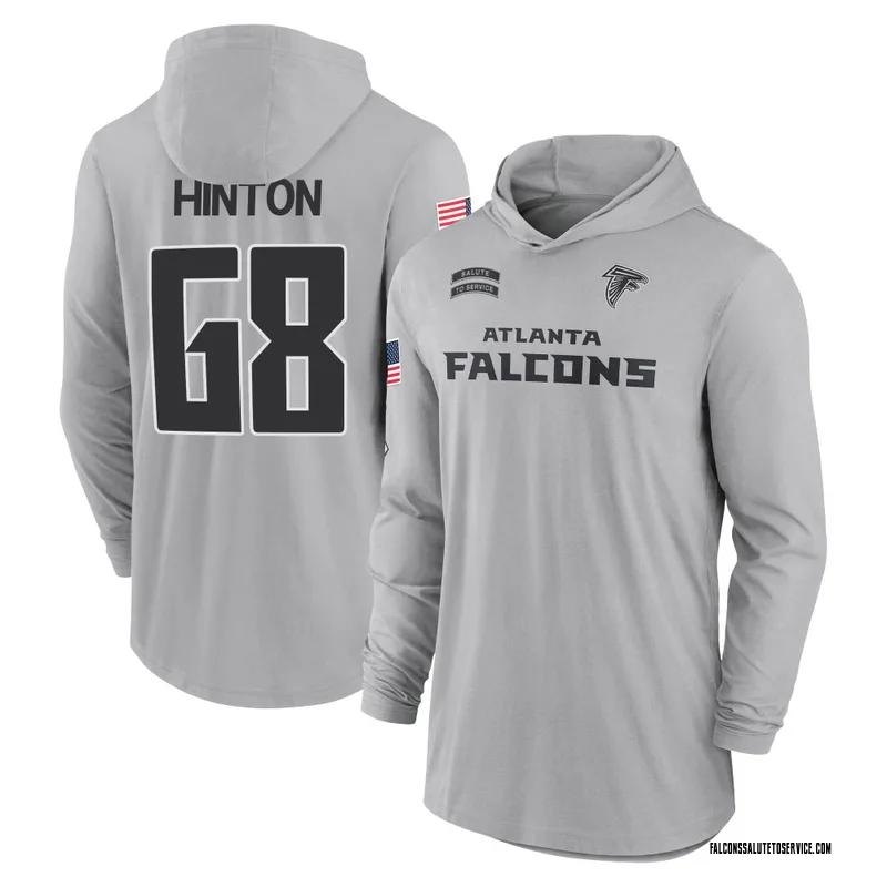 Men's Kyle Hinton Atlanta Falcons Gray 2024 Salute to Service Lightweight Performance Long Sleeve Hooded T-Shirt