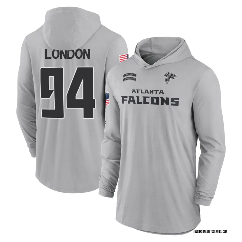 Men's LaCale London Atlanta Falcons Gray 2024 Salute to Service Lightweight Performance Long Sleeve Hooded T-Shirt