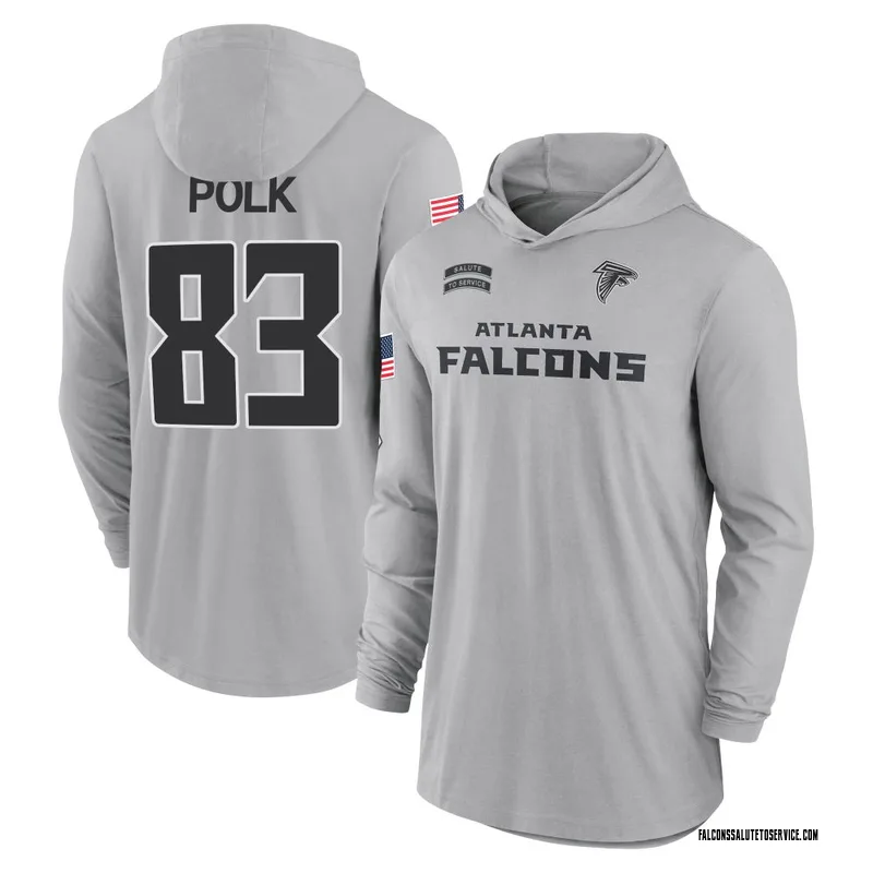 Men's Makai Polk Atlanta Falcons Gray 2024 Salute to Service Lightweight Performance Long Sleeve Hooded T-Shirt
