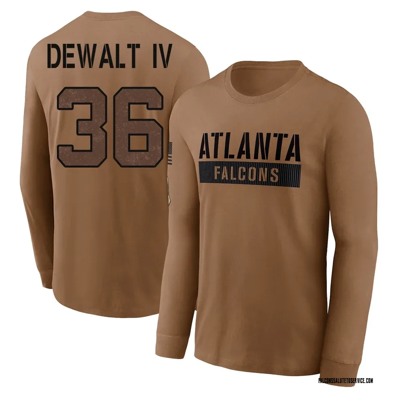 Men's Malcolm DeWalt IV Atlanta Falcons Brown 2023 Salute To Service Long Sleeve T-Shirt