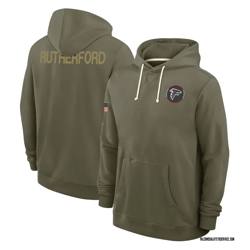 Men's Malik Rutherford Atlanta Falcons Olive 2025 Salute to Service Hoodie