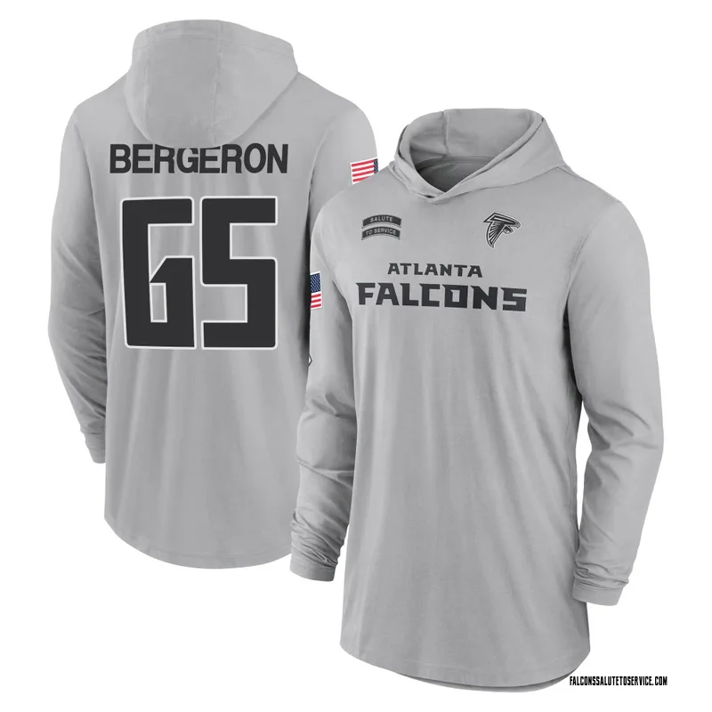 Men's Matthew Bergeron Atlanta Falcons Gray 2024 Salute to Service Lightweight Performance Long Sleeve Hooded T-Shirt