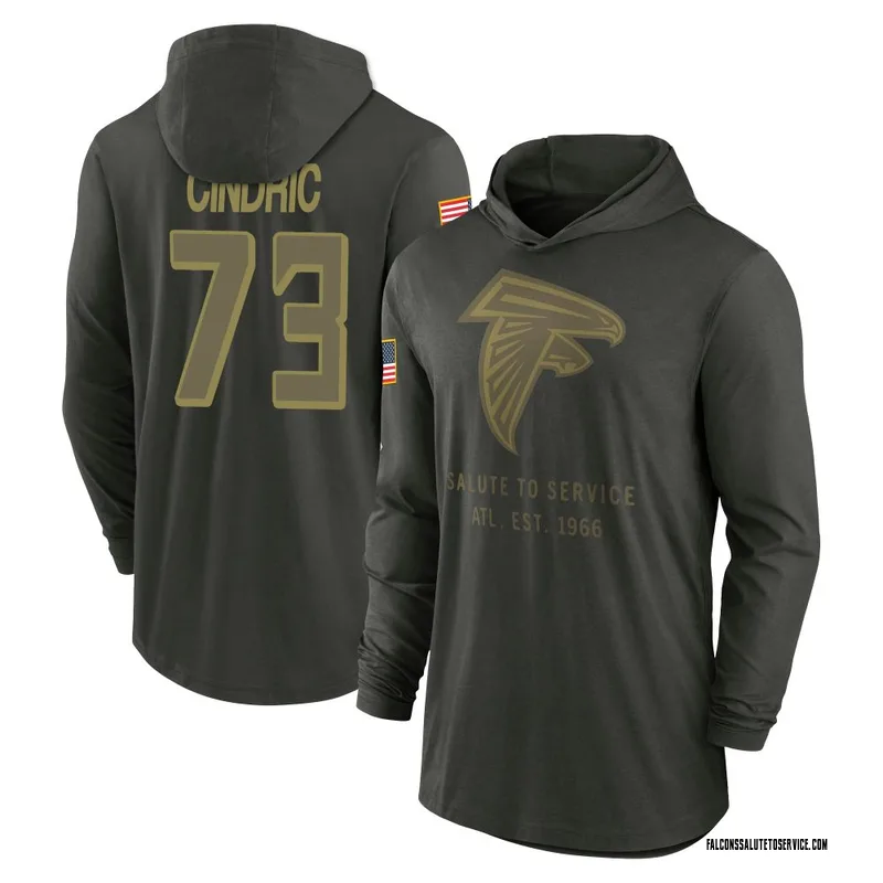 Men's Matthew Cindric Atlanta Falcons Green Forest/ 2025 Salute to Service Sideline Lightweight Hooded Pullover Long Sleeve T-Sh