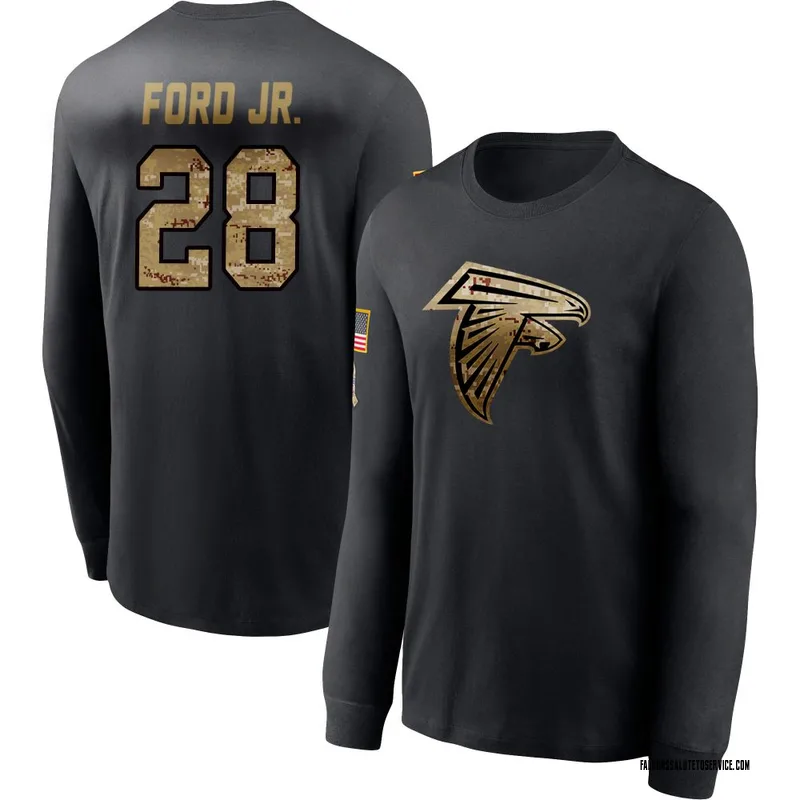 Men's Mike Ford Jr. Atlanta Falcons Black 2020 Salute To Service Sideline Performance Long Sleeve T-Shirt