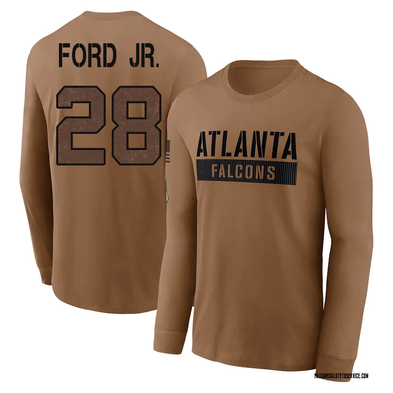 Men's Mike Ford Jr. Atlanta Falcons Brown 2023 Salute To Service Long Sleeve T-Shirt