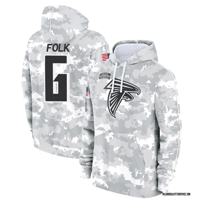 Men's Nick Folk Atlanta Falcons Camo Arctic 2024 Salute to Service Club Fleece Pullover Hoodie