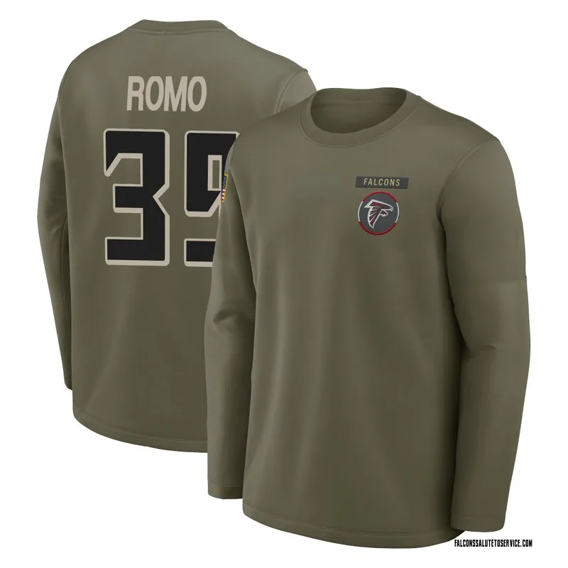 Men's Parker Romo Atlanta Falcons Olive 2025 Salute to Service Sideline Coaches Long Sleeve T-Shirt