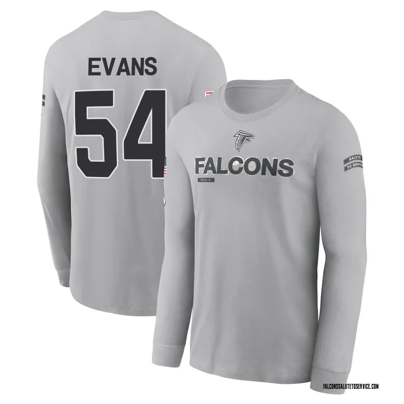 Men's Rashaan Evans Atlanta Falcons Gray 2024 Salute to Service Long Sleeve T-Shirt