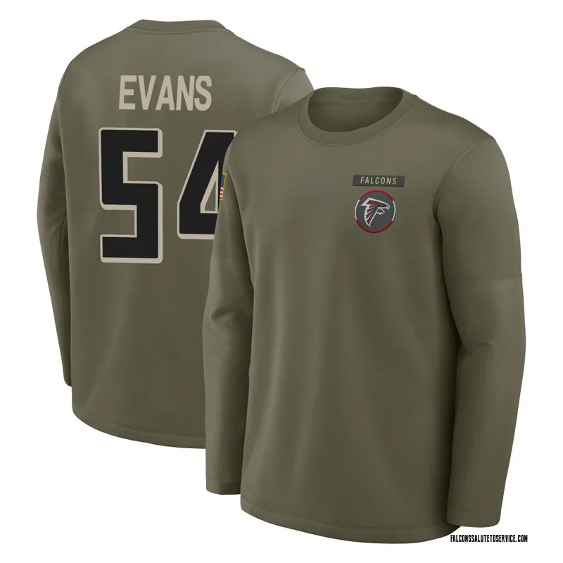 Men's Rashaan Evans Atlanta Falcons Olive 2025 Salute to Service Sideline Coaches Long Sleeve T-Shirt