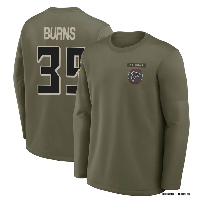 Men's Robert Burns Atlanta Falcons Olive 2025 Salute to Service Sideline Coaches Long Sleeve T-Shirt