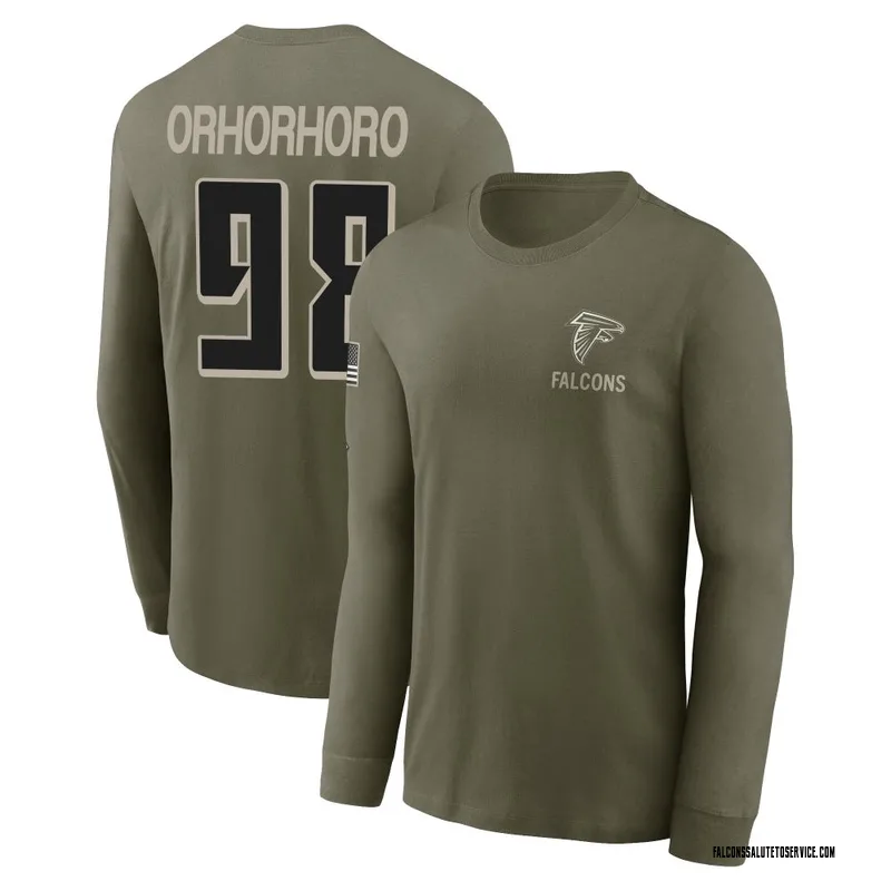 Men's Ruke Orhorhoro Atlanta Falcons Olive 2025 Salute to Service Sideline Long Sleeve T-Shirt