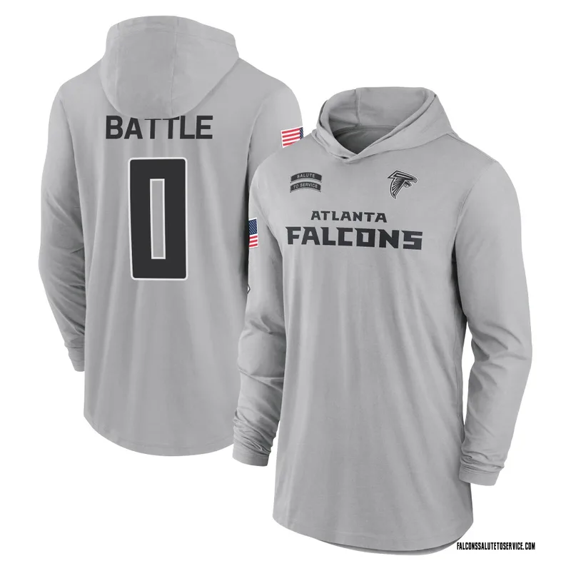 Men's Trent Battle Atlanta Falcons Gray 2024 Salute to Service Lightweight Performance Long Sleeve Hooded T-Shirt