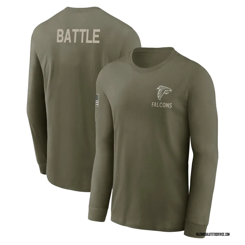 Men's Trent Battle Atlanta Falcons Olive 2025 Salute to Service Sideline Long Sleeve T-Shirt